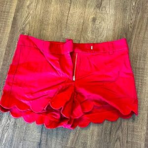 J. Crew red scalloped shorts. 3”